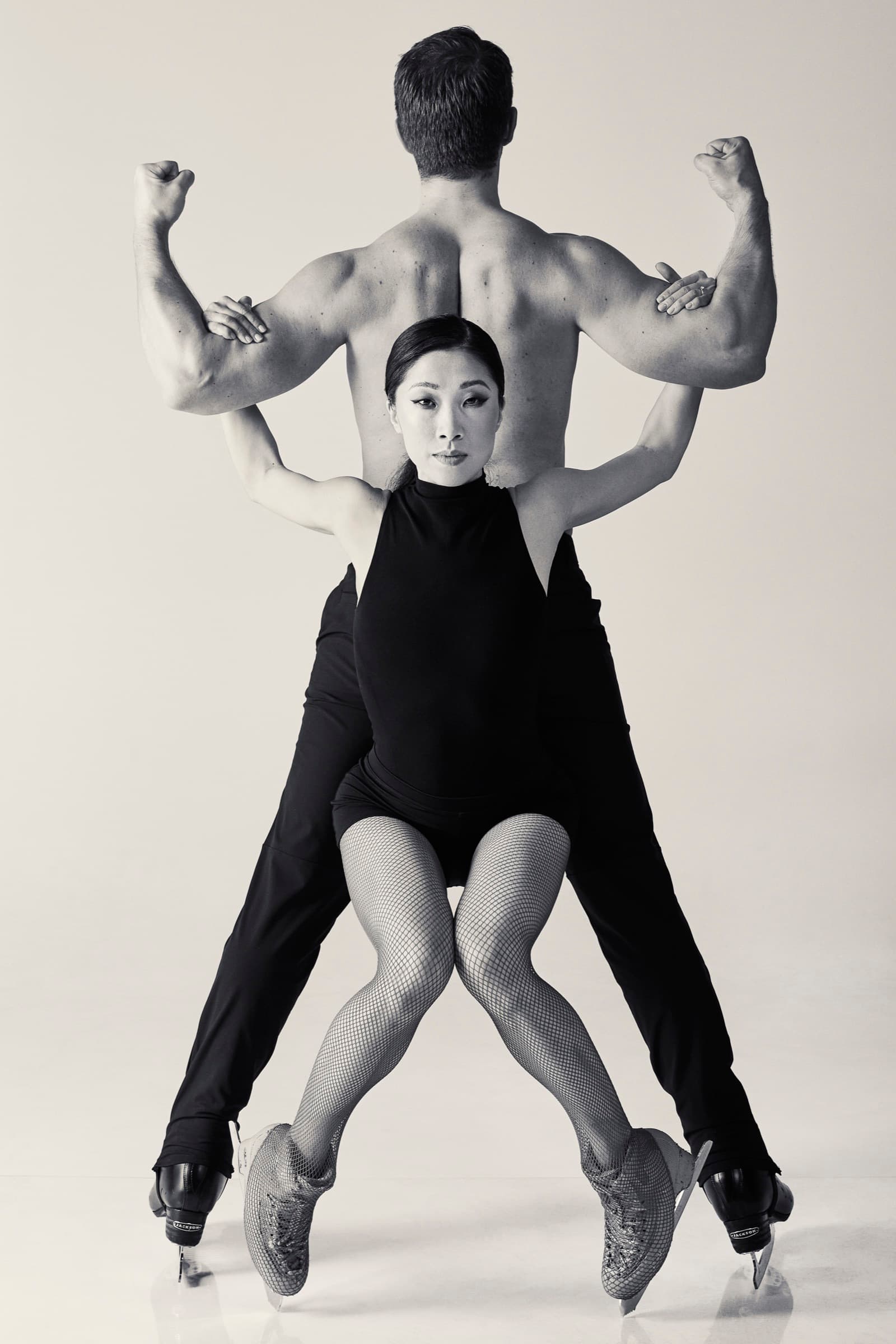 Yebin and her partner framed in a symmetrical pose